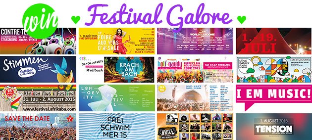 Win!, Festival Galore, Contre Temps, Foire aux Vins, World Club Dome, ZMF, Stimmen, Krach am Bach, Holi Gaudy, Love Family Park, African Music Festival, Longevity Festival, Sea You, I Em Music, Streetparade, Freischwimmer Open Air, Keep It Real Jam, Tension Festival